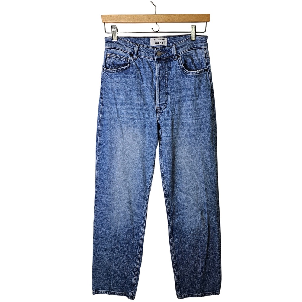 Reformation Jeans Cynthia High Rise Button Fly‎ Denim Light Wash Malta Size 26